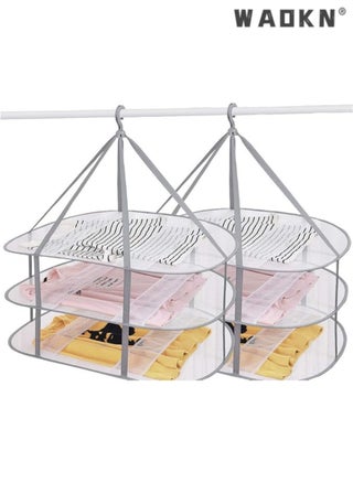 2 Pcs Folding Hanging Dryer for Sweater, Delicates, Swimsuit, T-Shirt - Windproof Design of 3-Tier Mesh Drying Surface with Fixing Band - Sturdy - pzsku/ZC65F33ABC8A1EF8D8DA4Z/45/_/1727173309/1b339a02-a2d9-4d50-a717-e24c3dd597a8