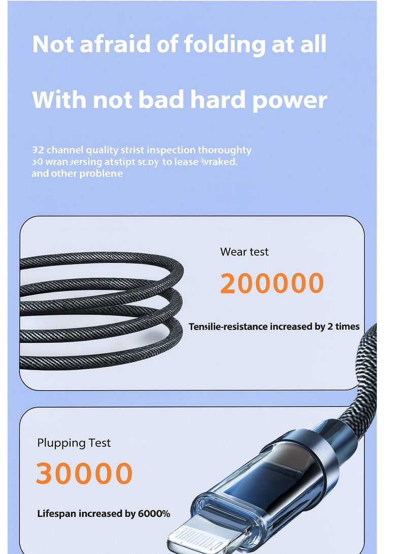 Start iPhone Charger Lightning Cable, Nylon Braided , Fast Charging Cable High Speed Data Sync Transfer Cord Compatible with iPhone 14/13/12/11 Pro Max/XS MAX/XR/XS/X/8/7 and More - Image 5