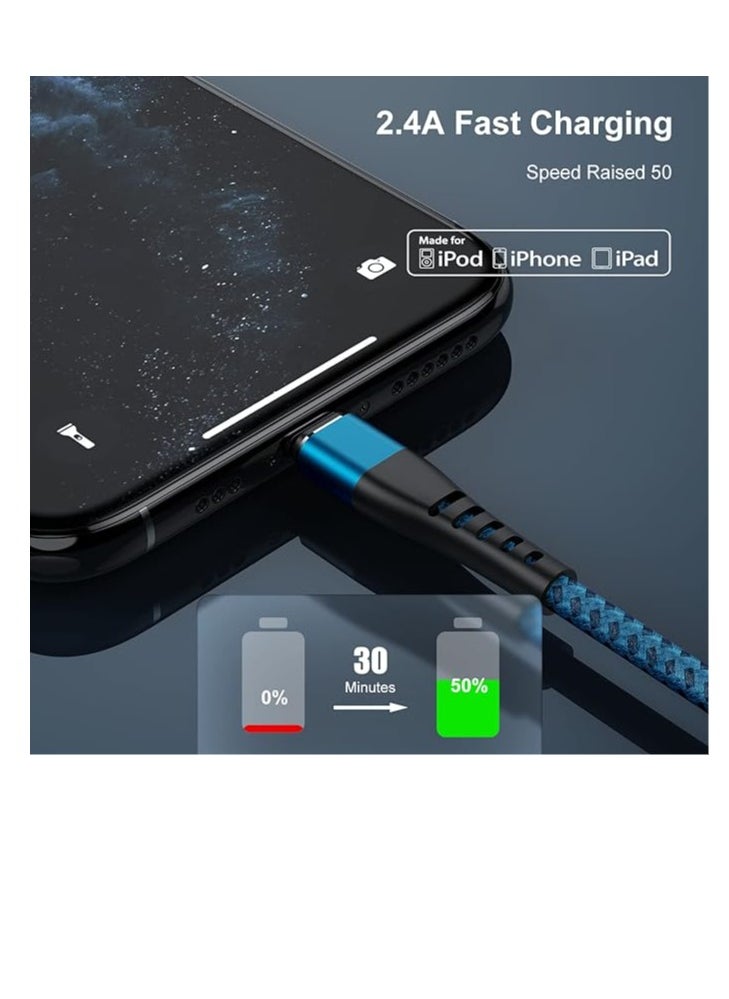 ماركة غير محددة - كابل لايتنينج لشاحن iPhone، مجدول من النايلون، كابل شحن سريع، سلك نقل مزامنة بيانات عالي السرعة متوافق مع iPhone 14/13/12/11 Pro Max/XS MAX/XR/XS/X/8/7 والمزيد - Image 1