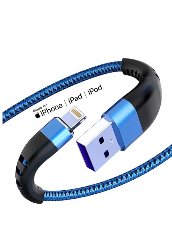 ماركة غير محددة - كابل لايتنينج لشاحن iPhone، مجدول من النايلون، كابل شحن سريع، سلك نقل مزامنة بيانات عالي السرعة متوافق مع iPhone 14/13/12/11 Pro Max/XS MAX/XR/XS/X/8/7 والمزيد - Image 1