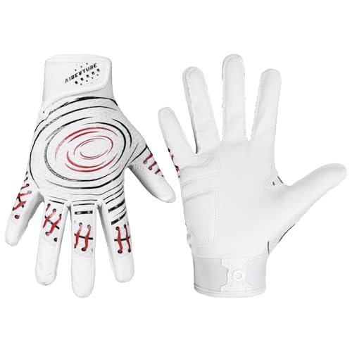AIGEVTURE Baseball Bating Gloves Kids Youth Baseball Softball Batting Gloves Men Women White Kids XS - Image 1