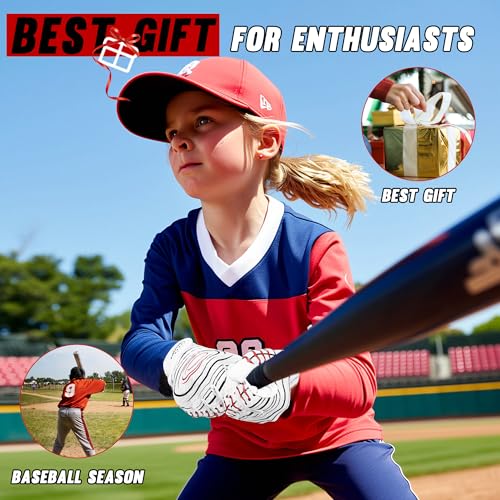 AIGEVTURE Baseball Bating Gloves Kids Youth Baseball Softball Batting Gloves Men Women White Kids XS - Image 5