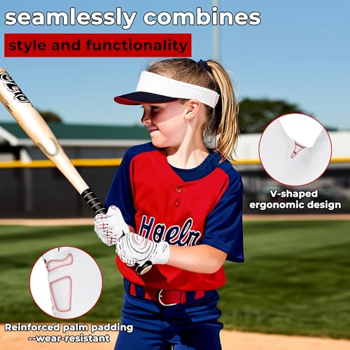 AIGEVTURE Baseball Bating Gloves Kids Youth Baseball Softball Batting Gloves Men Women White Kids XS - Image 4