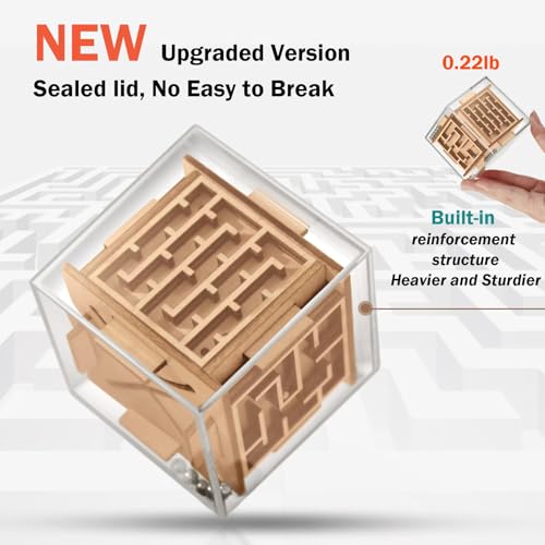 CHEROSIN Fidget Puzzle Cube for Kids and Adults - 6-Sided Wooden Puzzle Game Fidget Toy for Anxiety Relief - Handheld Maze Cube for Travel - 3D Brain Teaser Magic Cube Fidget for Christmas Stocking Stuffers - Image 3