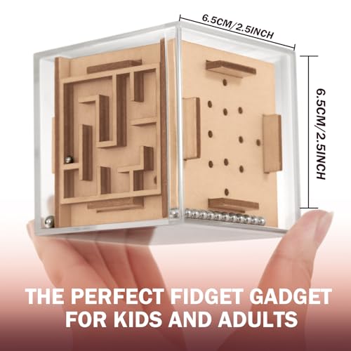 CHEROSIN Fidget Puzzle Cube for Kids and Adults - 6-Sided Wooden Puzzle Game Fidget Toy for Anxiety Relief - Handheld Maze Cube for Travel - 3D Brain Teaser Magic Cube Fidget for Christmas Stocking Stuffers - Image 2