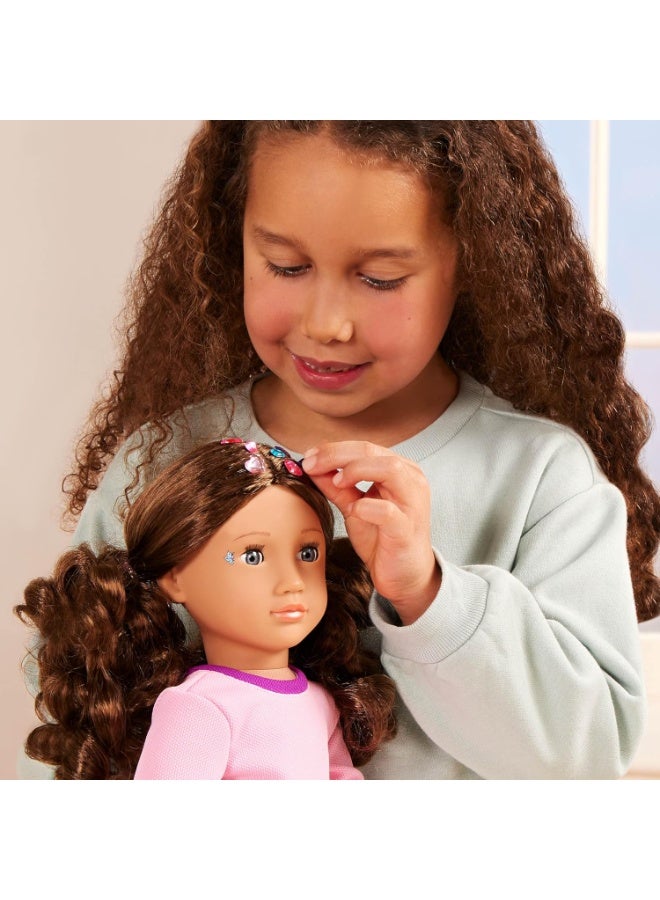 Our Generation –18-inch Doll & Stickers Set –50+ Decorating Stickers for Outfit, Hair & More! –Sticker Book with Fun Pop-it Fidget Cover –Pretend Play –Toys for Kids Ages 3 Years Old & Up – Finley - Image 3