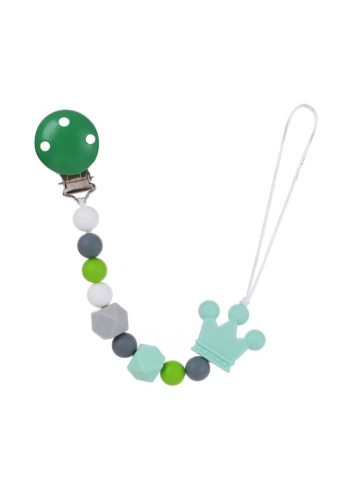 Factory Price Pacifier Clips for Babies,Sanya and Beads Multicolor toy with Soft-ended Clip cloth holder, Anti-pacifier drop hanger Green