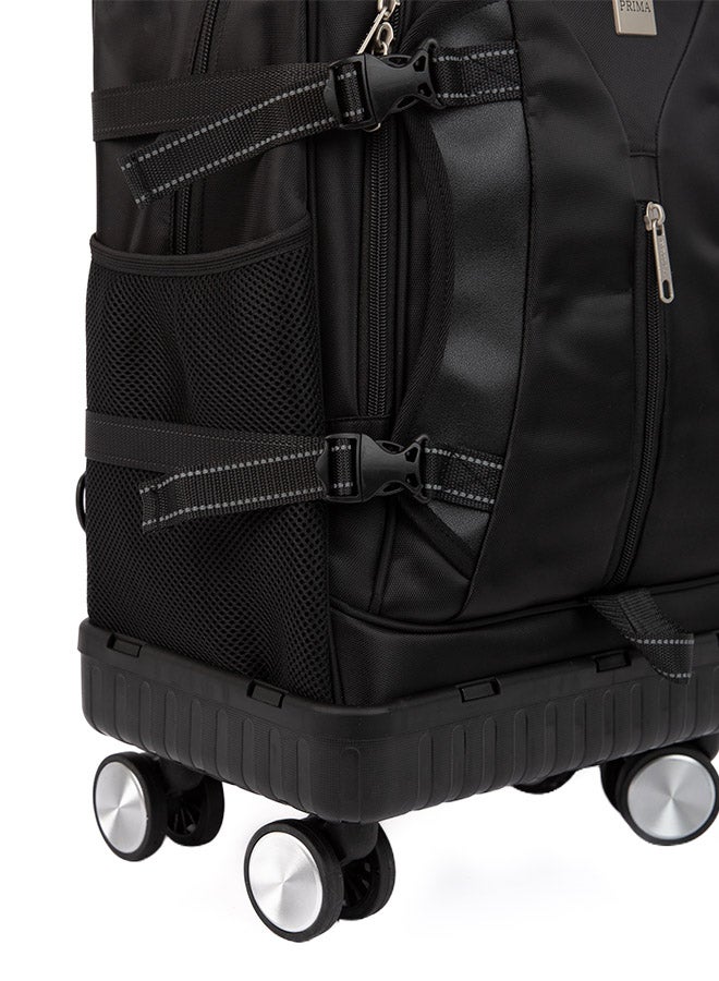 بريما حقيبة ظهر قابلة للطي 20 إنش مع 4 عجلات | حقيبة بعجلات للحمل اليدوي والسفر والعمل، جيوب منظمة وحماية للابتوب وتصميم متين بلون أسود - Image 2