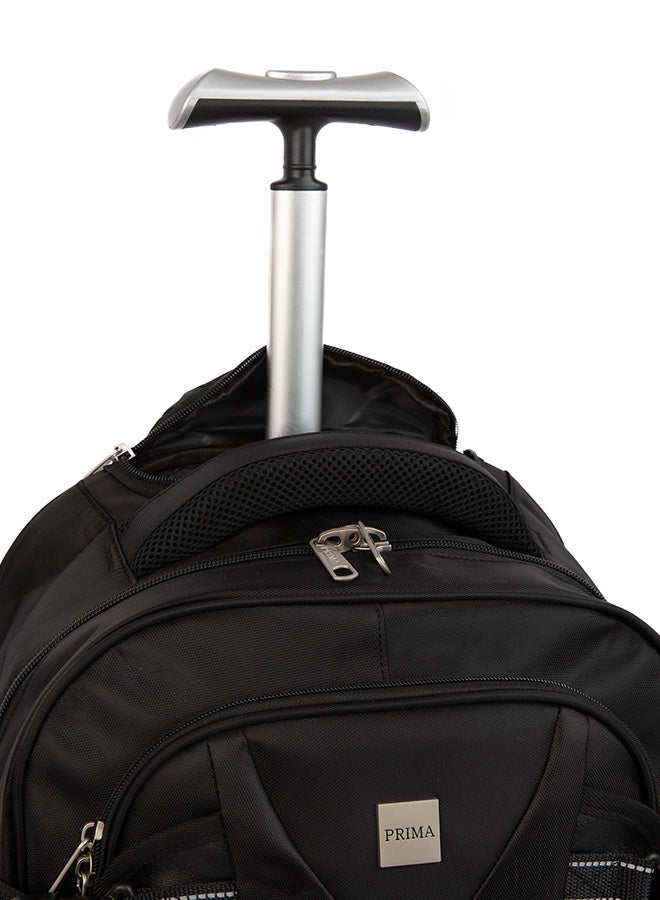 بريما حقيبة ظهر قابلة للطي 20 إنش مع 4 عجلات | حقيبة بعجلات للحمل اليدوي والسفر والعمل، جيوب منظمة وحماية للابتوب وتصميم متين بلون أسود - Image 5