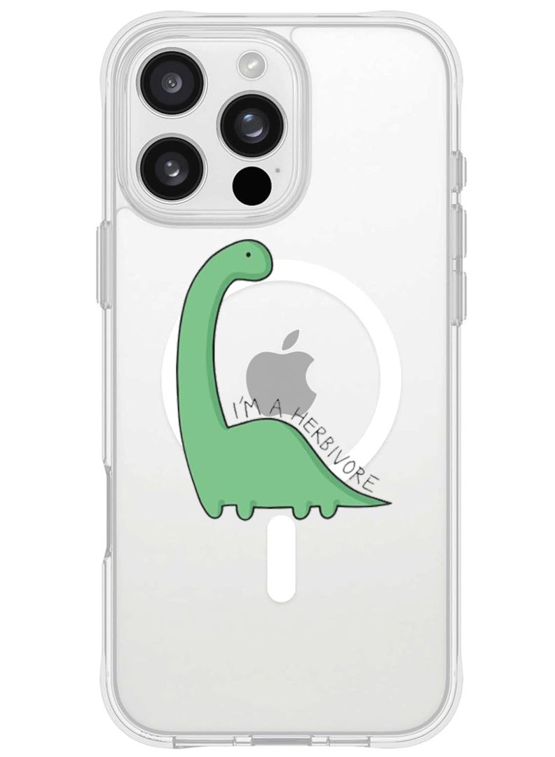 Theodor iPhone 16 Pro Max Magsafe Magnetic Case for iPhone Compatible with Wireless Charging, Shockproof Phone Bumper Cover - Dino - Image 1