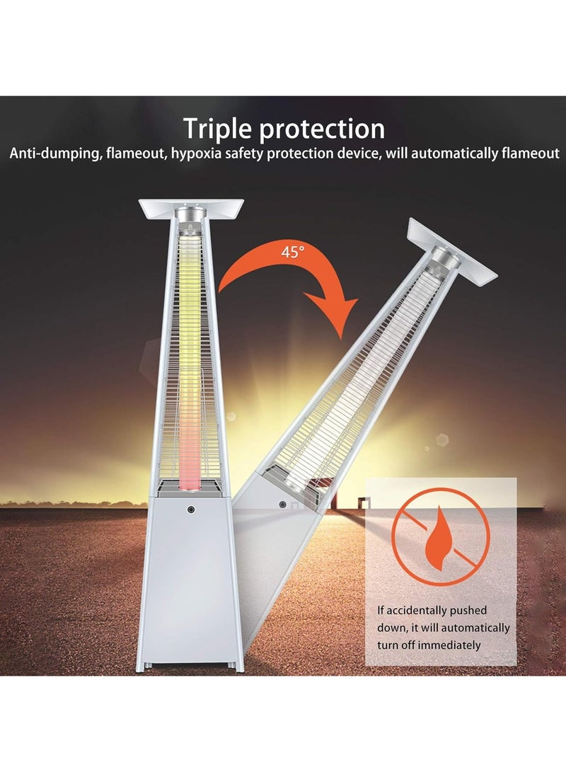 باتيو سخان فناء خارجي، سخان فناء هرمي غاز للحديقة الخارجية، عجلات من الفولاذ المقاوم للصدأ، أنبوب لهب زجاجي كوارتز، حماية 3 أضعاف 13 كيلو وات (ذهبي) - Image 2