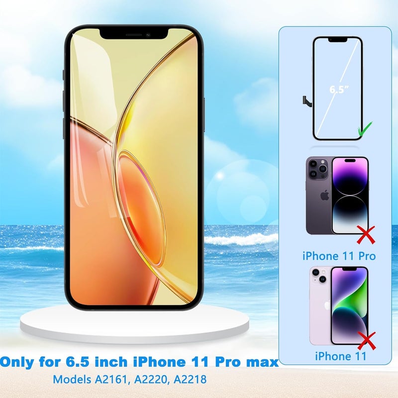 Diykitpl for iPhone 11 Pro Max Screen Replacement, 6.5 inch LCD Display 3D Touch Full HD Digitizer Frame Assembly, Compatible with A2161, A2220, A2218 Models, Repair Kit + Screen Tempered Protector - Image 4