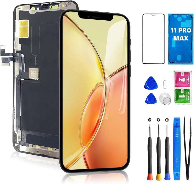 Diykitpl for iPhone 11 Pro Max Screen Replacement, 6.5 inch LCD Display 3D Touch Full HD Digitizer Frame Assembly, Compatible with A2161, A2220, A2218 Models, Repair Kit + Screen Tempered Protector - Image 1