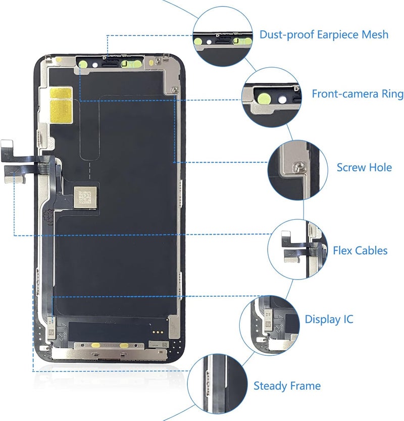 Diykitpl for iPhone 11 Pro Max Screen Replacement, 6.5 inch LCD Display 3D Touch Full HD Digitizer Frame Assembly, Compatible with A2161, A2220, A2218 Models, Repair Kit + Screen Tempered Protector - Image 2