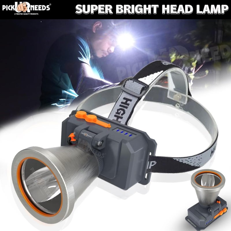 Pick Ur Needs 150 Watt Laser Rechargeable Head Lamp 3 LED Mode Aluminum Body 2000mAh Battery Head Torch/Headlamp for Camping (Silver) - Image 3