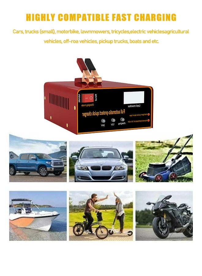 Intelligent Pulse Battery Charger - Digital Display for Car/Motorcycle Batteries - Auto Repair  Maintenance - Image 3