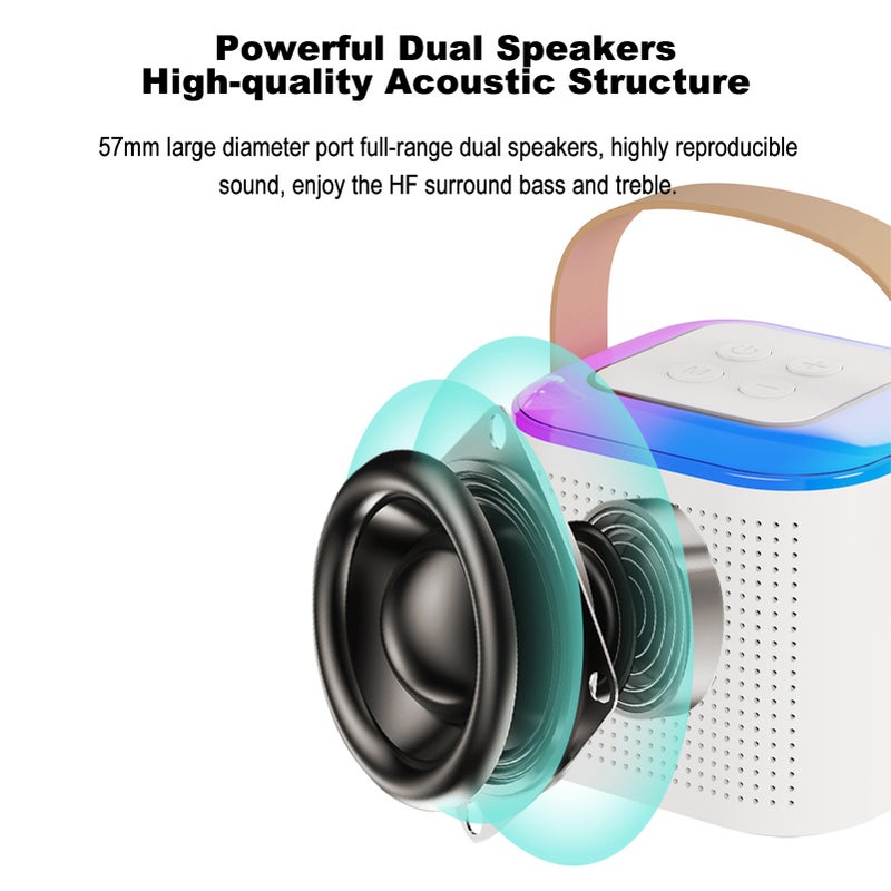 Karaoke Machine with Wireless Microphone Portable for Adults & Kids BT Karaoke Speaker RGB Lights Speaker Supports TF Card Type-C Headphone Auxin Monitoring for Party Meeting - Image 4