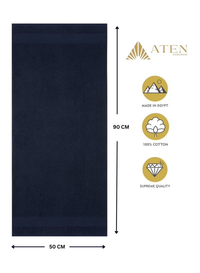 Aten Homeware ATEN Homeware 1 Piece Luxury Egyptian Cotton Hand Towel - 1 Ultra Soft Towel 50 x 90 cm - Highly Absorbent, Quick Dry Towel, Suitable for Kids and Adults (Navy) - Image 5