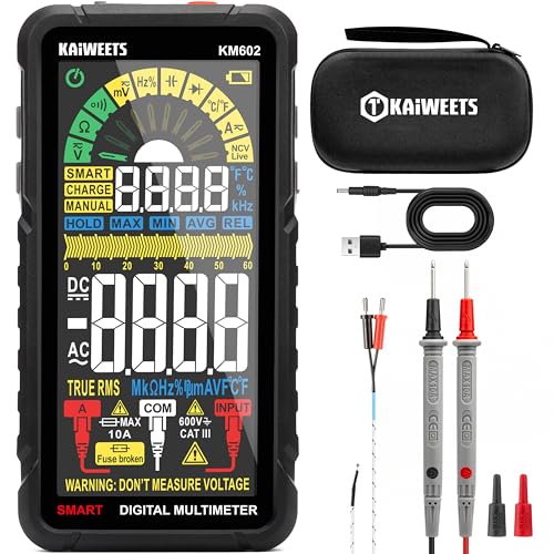 KAIWEETS Smart Multimeter Rechargeable Electrical Tester with Auto Ranging Digital Voltmeter Measures Voltage Current Resistance Continuity Capacitance Temperature Frequency NCV 6000 Counts TRMS - Image 1