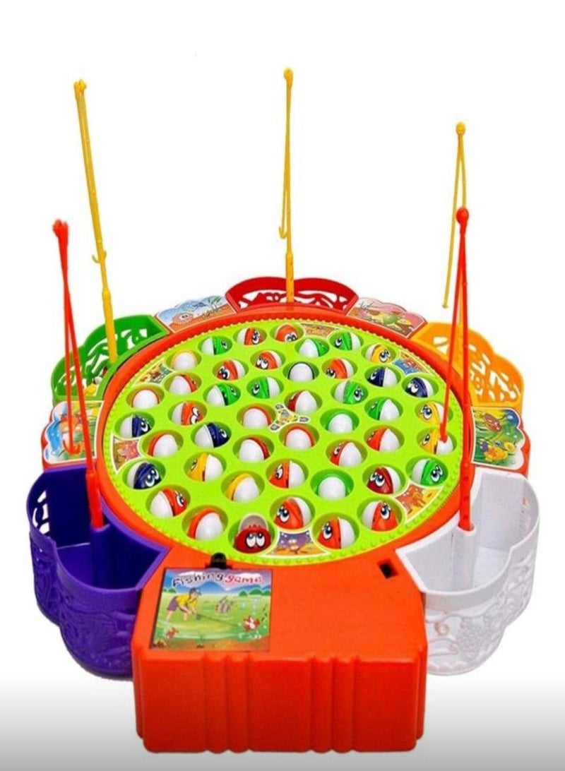 45-Piece Colourful Fishing Toy Set With Rotating Fish and Sweet Melodies Jumbo Toy Fishing Game 4-5 Players, 45 Pieces Fishing Game  - Image 2