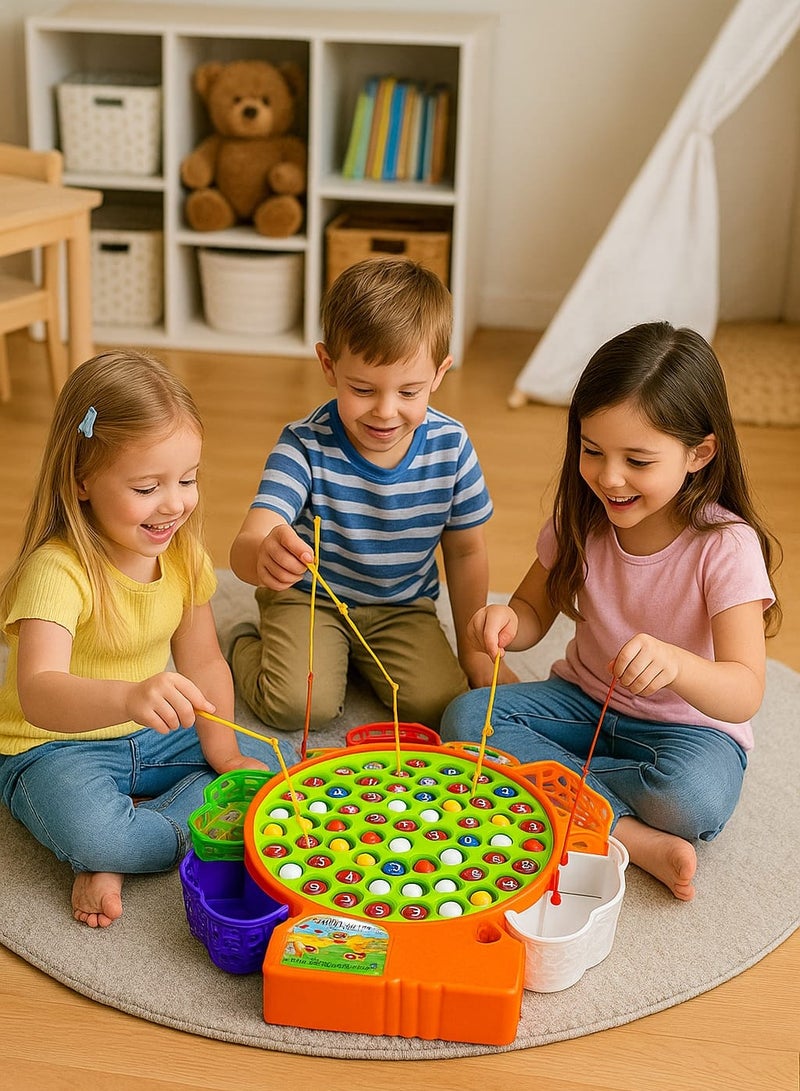 45-Piece Colourful Fishing Toy Set With Rotating Fish and Sweet Melodies Jumbo Toy Fishing Game 4-5 Players, 45 Pieces Fishing Game  - Image 4