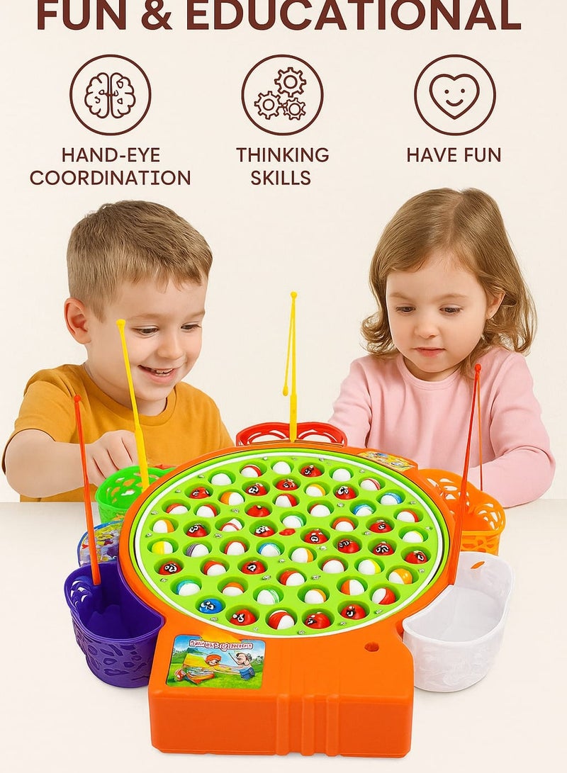 45-Piece Colourful Fishing Toy Set With Rotating Fish and Sweet Melodies Jumbo Toy Fishing Game 4-5 Players, 45 Pieces Fishing Game  - Image 3