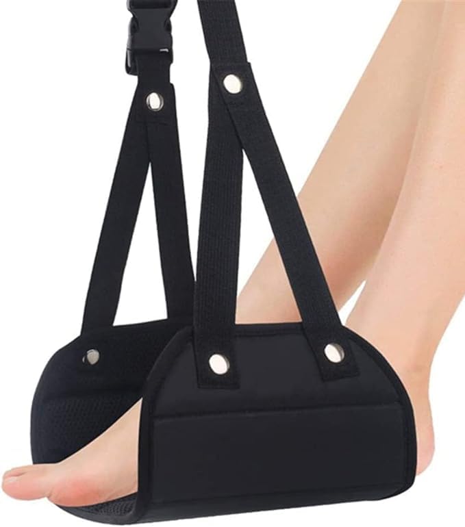 Jenibri Airplane Foot Hammock Airplane Footrest Hanging Travel Foot Rest with Storage Bag Foot Hammock Portable Plane Leg Rest Airplane Travel Accessories Folding Travel Footrest for Airplane  - Image 1