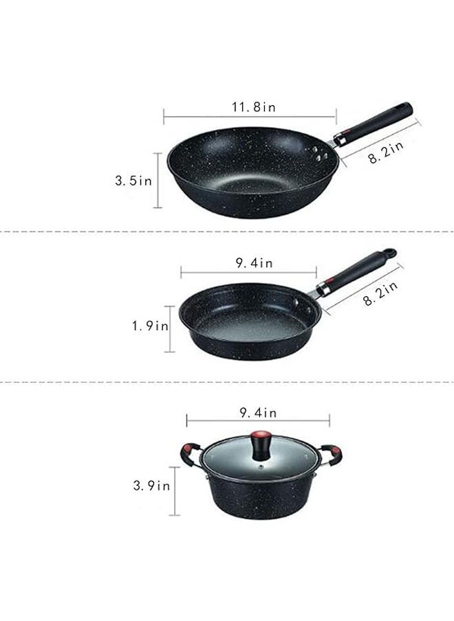 General Cast iron cookware, wheat stone non-stick frying pan set, non-flammable non-stick frying pan, wok, frying pan, stockpot, anti-scald handle  - Image 4