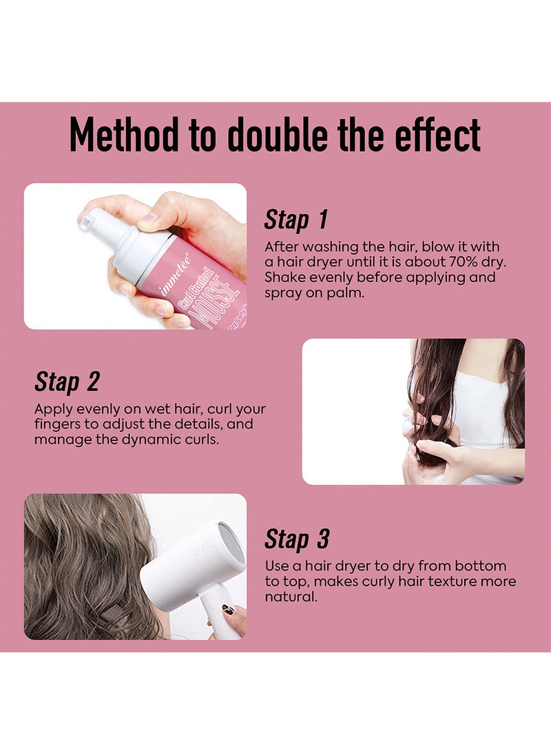 Immetee - Curl Hair Control Mousse Non Sticky Moisturizing Nourishing Repairing Curl Hair Foam Mousse for Hair Styling Volumizing and Against Frizz Professional Design for Curl Hair 200ml - Image 1