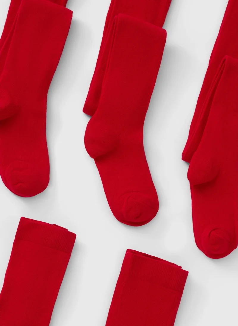 Matalan 5 Pack Girls Red Soft Tights