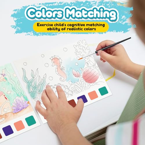 FQKIOMY Water Coloring Book,Paint with Water Books for Kids Ages 3-5,Watercolor Painting Book for Toddlers 4-6,Creative Arts and Crafts & Airplane Travel Essentials for Boys Girls - Image 2