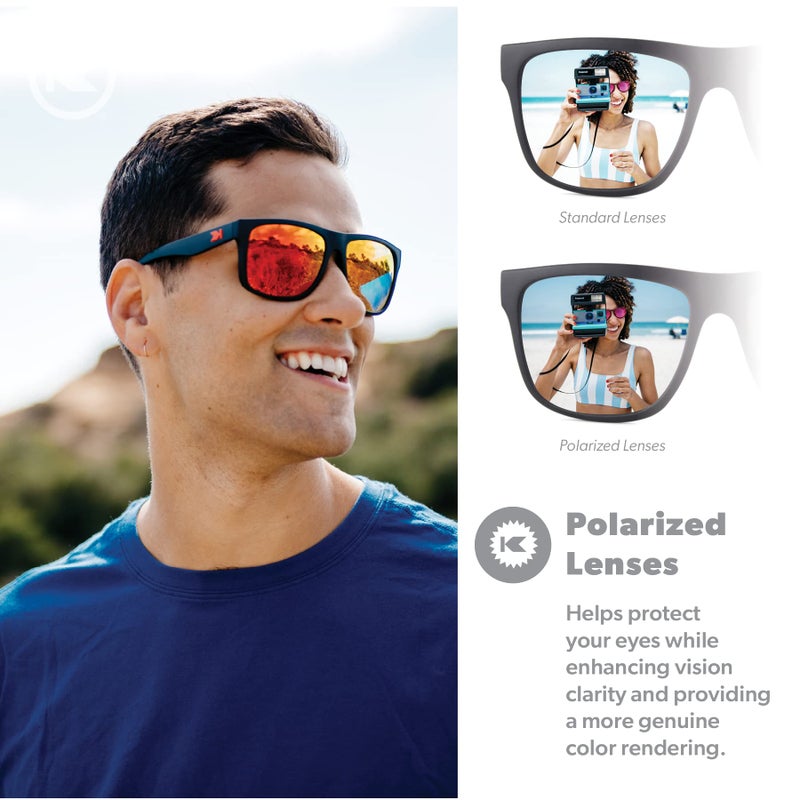 Knockaround Torrey Pines Polarized Sunglasses for Men & Women - Impact Resistant Lenses & Full UV400 Protection, Black Frames/Red Reflective Lenses - Image 4