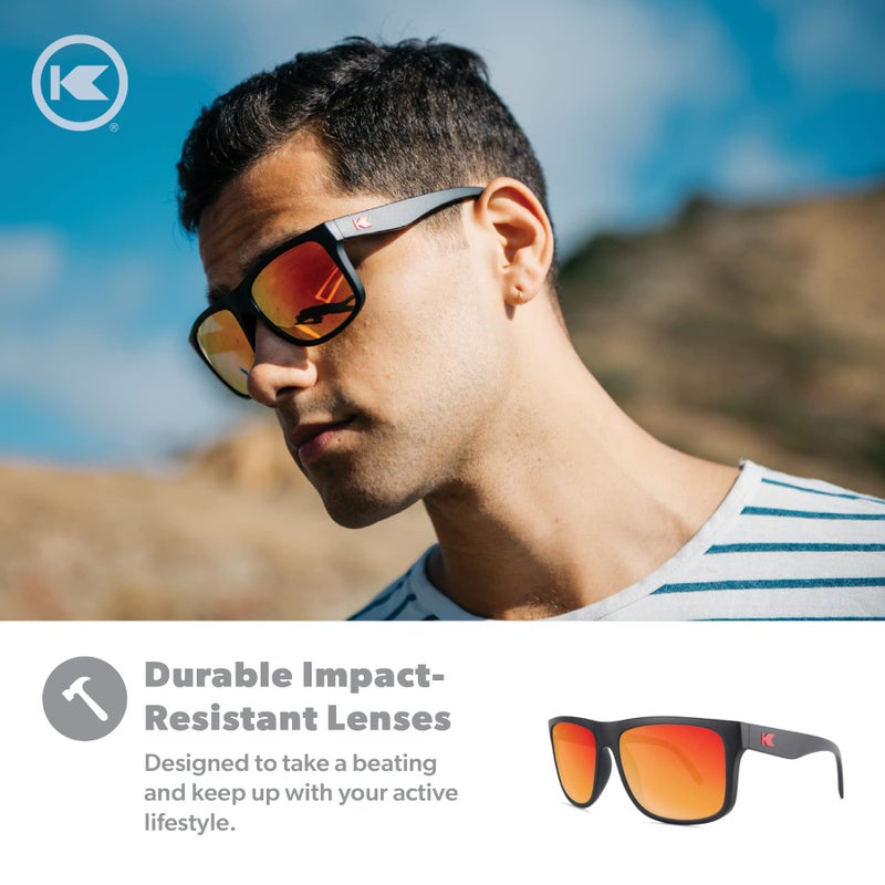 Knockaround Torrey Pines Polarized Sunglasses for Men & Women - Impact Resistant Lenses & Full UV400 Protection, Black Frames/Red Reflective Lenses - Image 5