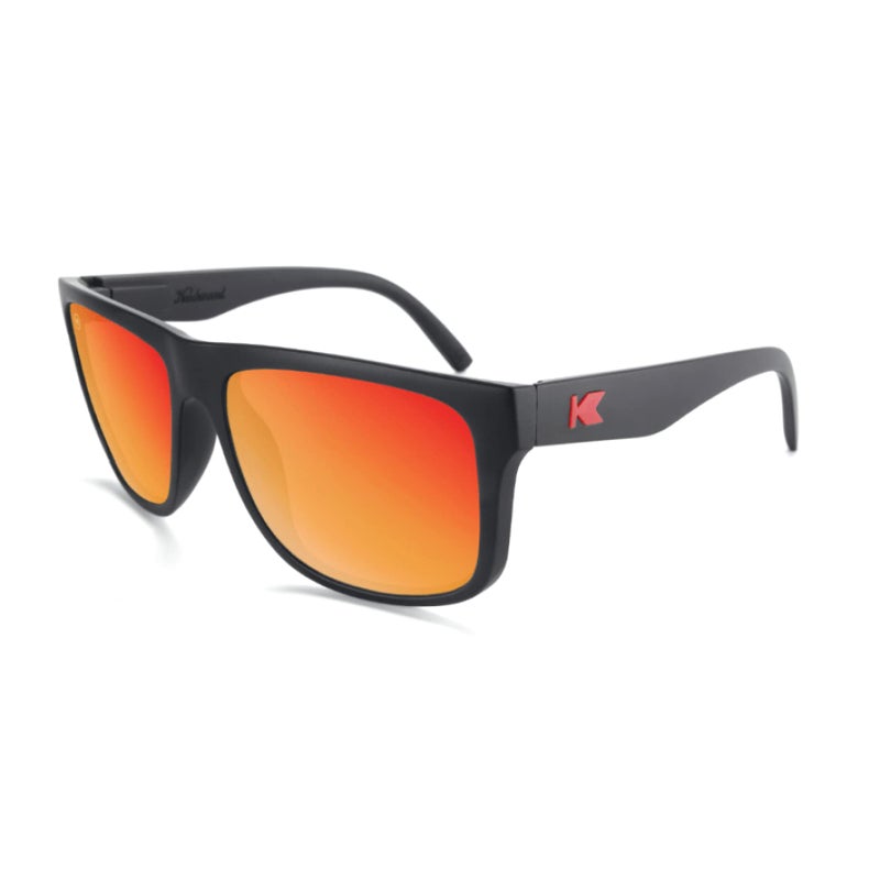 Knockaround Torrey Pines Polarized Sunglasses for Men & Women - Impact Resistant Lenses & Full UV400 Protection, Black Frames/Red Reflective Lenses - Image 1