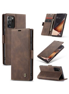 CaseMe CaseMe Samsung Galaxy Note 20 Ultra Case Wallet, for Samsung Galaxy Note 20 Ultra Wallet Case Book Folding Flip Folio Case with Magnetic Kickstand Card Slots Protective Cover - Coffee  - Image 1