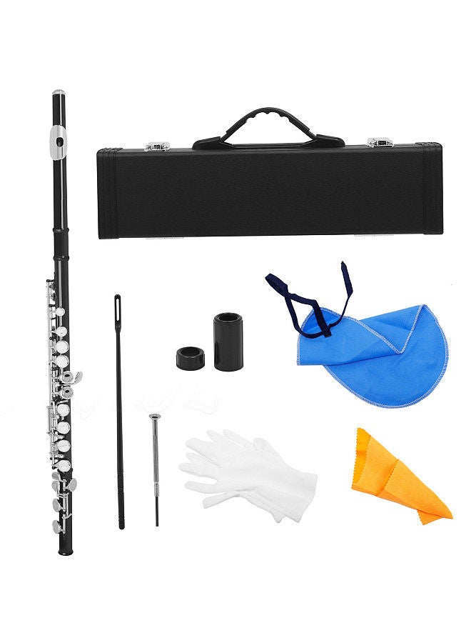 Generic Western Concert Flute Cupronickel Nicke Plated 16 Holes C Key Woodwind Instrument with Cleaning Cloth Stick Gloves Mini Screwdriver Padded Case  - Image 3