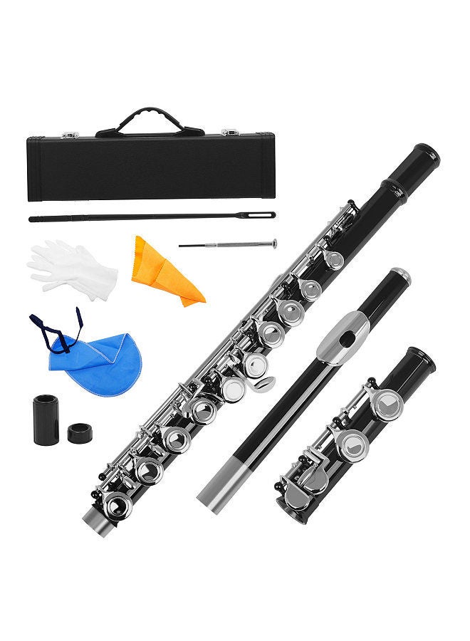 Generic Western Concert Flute Cupronickel Nicke Plated 16 Holes C Key Woodwind Instrument with Cleaning Cloth Stick Gloves Mini Screwdriver Padded Case  - Image 1