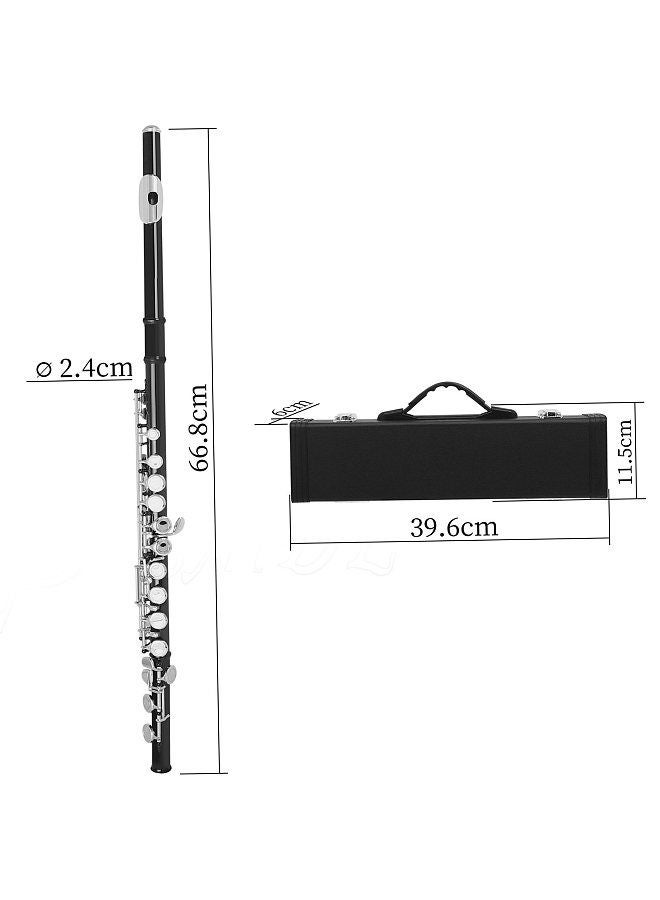 Generic Western Concert Flute Cupronickel Nicke Plated 16 Holes C Key Woodwind Instrument with Cleaning Cloth Stick Gloves Mini Screwdriver Padded Case  - Image 2