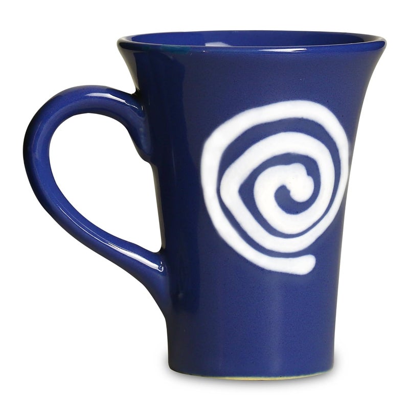 Caffeine Ceramic Handmade Blue White Doodle Tea Cups Set of 6 - Image 3