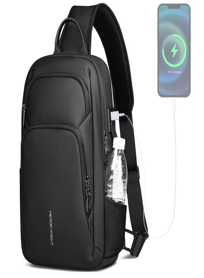 hk Sling Bag for Men with water bottles - Lightweight Waterproof Crossbody Bag with Tablet Pocket, Small Anti Theft Shoulder Bag with USB Charging Port for Daily Commute and Travel - Image 1