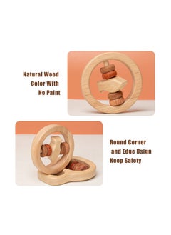 Generic 4-Piece Montessori Wooden Rattle Toy Set, Handbell Toys For Baby 0 6 12 Months Early Education Natural Wood Puzzle Color Shaker Bell Set  - Image 4