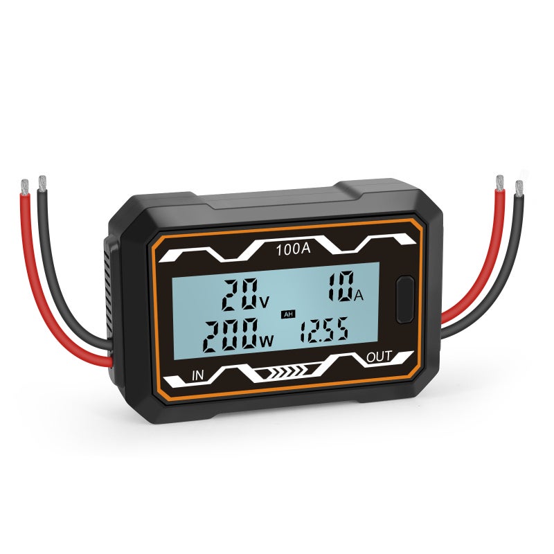 DC Power Meter: 100A High Accuracy Backlit LCD Display - Durable High Temperature ABS Material for DIY DC Power Projects, Battery Powered Devices - Image 4