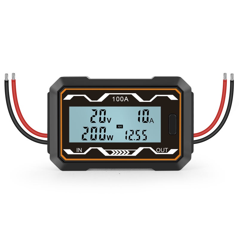 DC Power Meter: 100A High Accuracy Backlit LCD Display - Durable High Temperature ABS Material for DIY DC Power Projects, Battery Powered Devices - Image 1