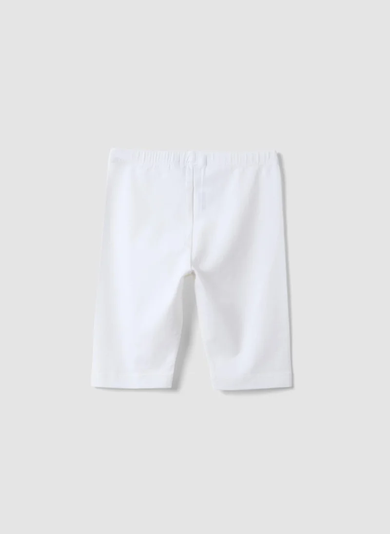 او في اس OVS White Organic Cotton Cycling Shorts
