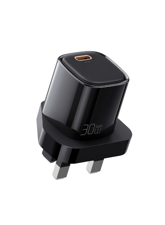 مكدودو شاحن ماكدودو السريع بقوة 30 واط بتقنية GaN، مزود بمقبس بريطاني ومنفذ USB-C + كابل USB-C إلى USB-C بطول 1 متر، شاحن PD صغير الحجم لأجهزة أندرويد وآيباد وغيرها، أسود (CH-0583) - Image 2