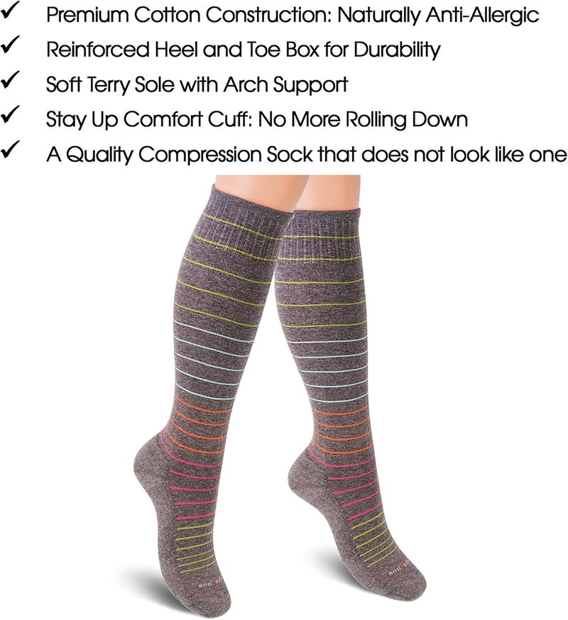 SocksLane جوارب ضغط قطنية من للنساء والرجال. دعم بطول الركبة بقوة 15-20 مم زئبق - Image 5