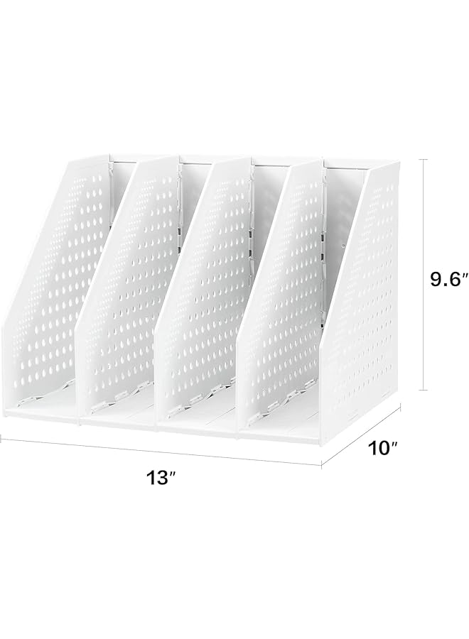 Deli Collapsible Magazine File Holder Desk Organizer Document Folder For Office Organization And Storage 4 Vertical Compartments Gray - Image 2