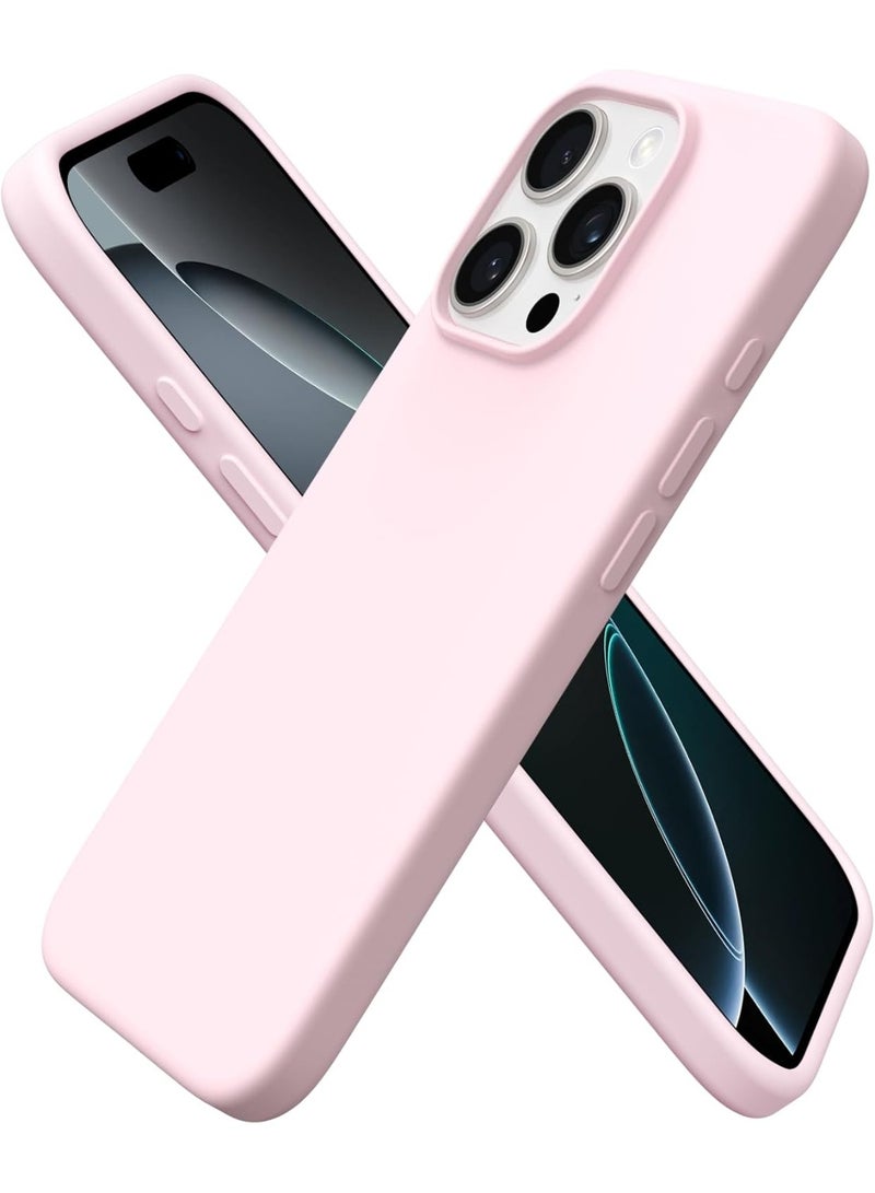 Pink Liquid Silicone Case for iPhone 16 Pro 6.3 Inch, Full Protection with Microfiber Lining - Image 1