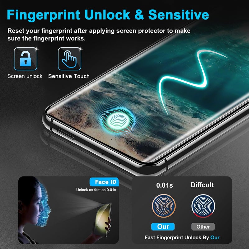 Arshek 3 Pack Galaxy S21 Ultra Screen Protector, 9H Tempered Glass, Ultrasonic Fingerprint Support, 3D Curved,HD Clear Scratch Resistant for Samsung Galaxy S21 Ultra 5G Glass Screen Protector - Image 3