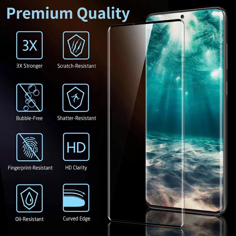 Arshek 3 Pack Galaxy S21 Ultra Screen Protector, 9H Tempered Glass, Ultrasonic Fingerprint Support, 3D Curved,HD Clear Scratch Resistant for Samsung Galaxy S21 Ultra 5G Glass Screen Protector - Image 2